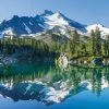 Leinwandbild BERGE - Grün-blau - 100 X 40 Cm