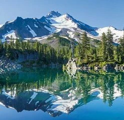 Leinwandbild BERGE - Grün-blau - 100 X 40 Cm