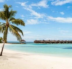 Leinwandbild MALEDIVEN - Türkis-beige - 100 X 40 Cm