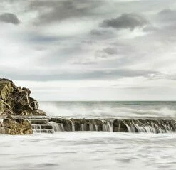 Leinwandbild FELSEN AM MEER - Grau - 100 X 40 Cm