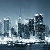Leinwandbild NEW YORK BEI NACHT - Blau-grau - 100 X 40 Cm