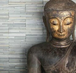 Leinwandbild BUDDHA - Bronze-grau - 100 X 40 Cm