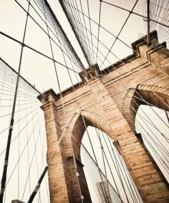 Leinwandbild BROOKLYN BRIDGE - Beige - 50 X 50 Cm