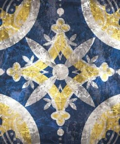 Leinwandbild ORIENTALISCHES MOSAIK - Blau-gelb - 50 X 50 Cm
