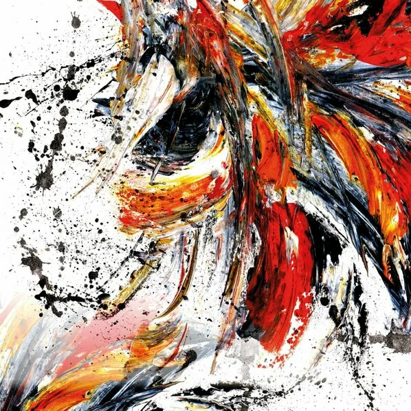 Leinwandbild INTERNAL ERUPTION - Rot-schwarz - 50 X 50 Cm